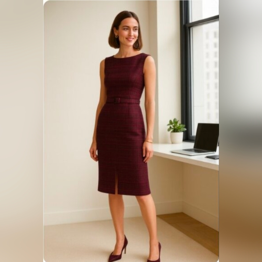 Ann Taylor Burgundy Sleeveless Dress